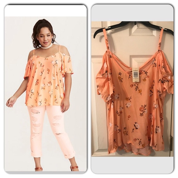 Floral print Cold Shoulder cross cross top - Picture 2 of 4